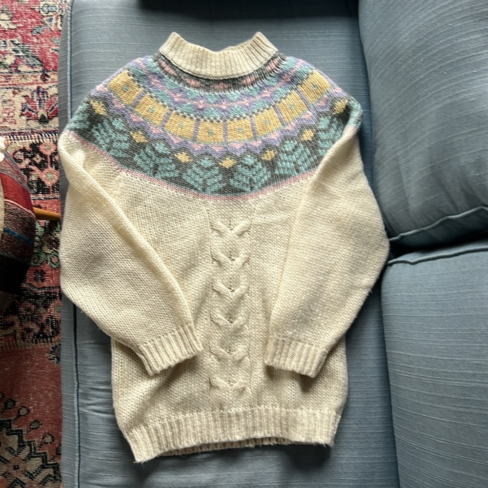 Fair isle style sweater.